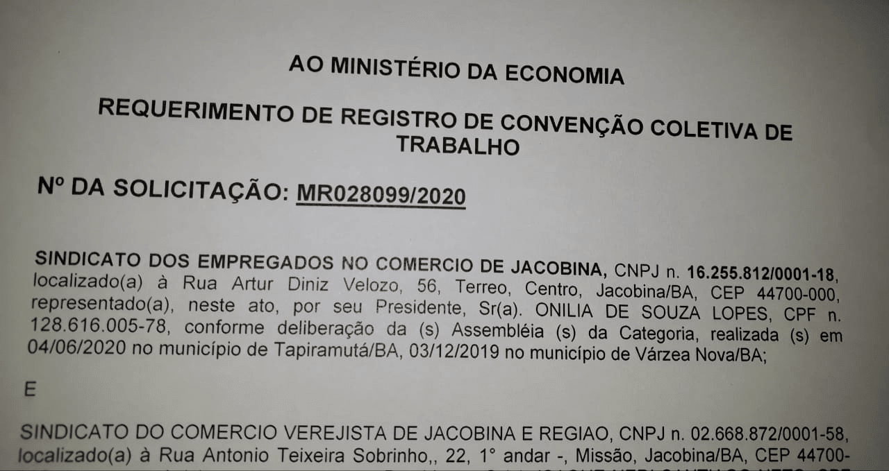 REQUERIMENTO DE REGISTRO